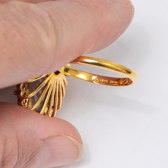 Rarities by Carol Brodie statement cocktail ring large moonstone & diamonds 10 - Picture 14 of 15